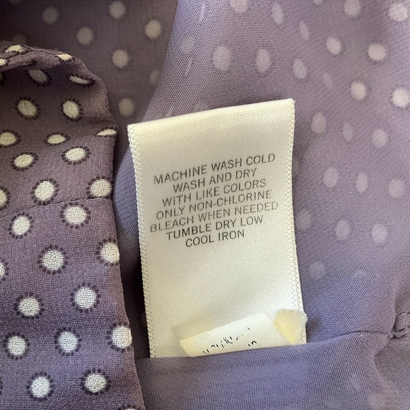 Banana Republic Pale Purple Gray Polka Dot Tie Neck Sleeveless Top PXS - Picture 6 of 9